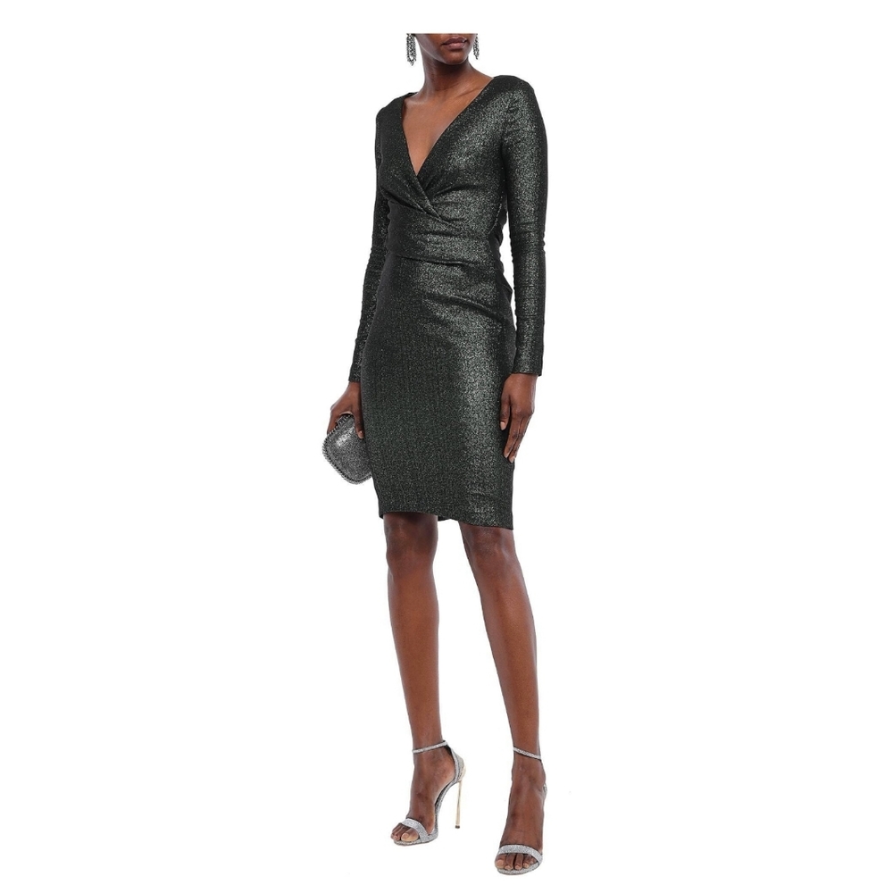 Talbot Runhof metallic long sleeve bodycon dress
